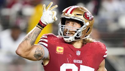 49ers George Kittle, Kyle Jusczcyk Jump Into Wives' Arms During Thursday Night Football