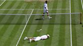 Horror moment Wimbledon star collapses to ground in agony and RETIRES