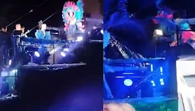 Yuri se cae en carro alegórico en Carnaval de Veracruz y arremete contra el chofer