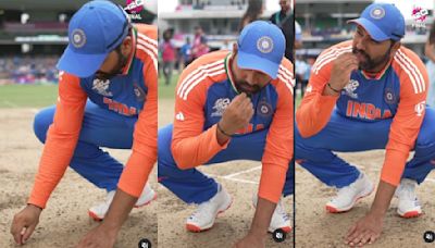 Pure Emotions! Rohit Sharma Eats Sand From Barbados Pitch After India Wins T20 World Cup 2024; Videos Goes Viral