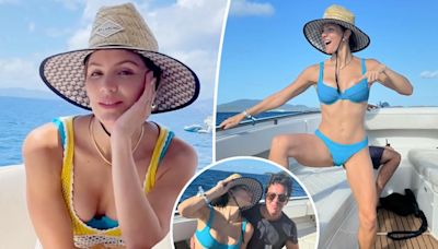 Bikini-clad Katharine McPhee flaunts abs while celebrating 40th birthday on boat