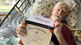 Marine veteran in hospice care finally receives his high school diploma