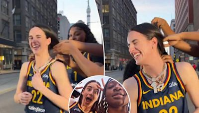 Caitlin Clark already having fun with Indiana Fever teammates during bling-filled photo shoot