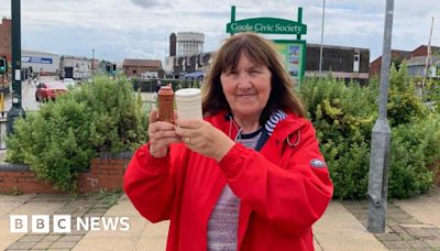 Goole 'salt and pepper' water tower pots for town anniversary