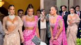 Kim Kardashian and Khloe Kardashian wear Tarun Tahiliani's sparkling Indian couture at Radhika Anant Shubh Aashirwad ceremony