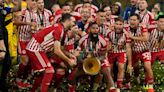 Celebrations in Greece as Olympiakos beats Fiorentina 1-0 for first European title