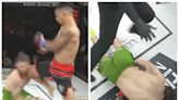 An MMA fighter was knocked unconscious when he was hit with one of the most brutal shots you'll see