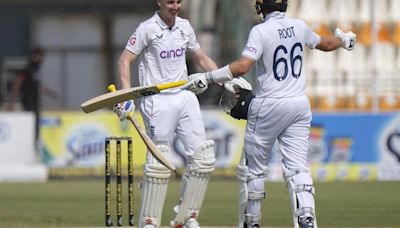 Brook and Root set batting records with 800-run England close to famous cricket win over Pakistan