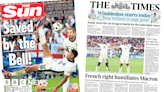 Newspaper headlines: 'French right humiliates Macron' and England 'Saved by the Bell'