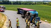 One injured, fuel spilled after semitruck flips in Penn Township