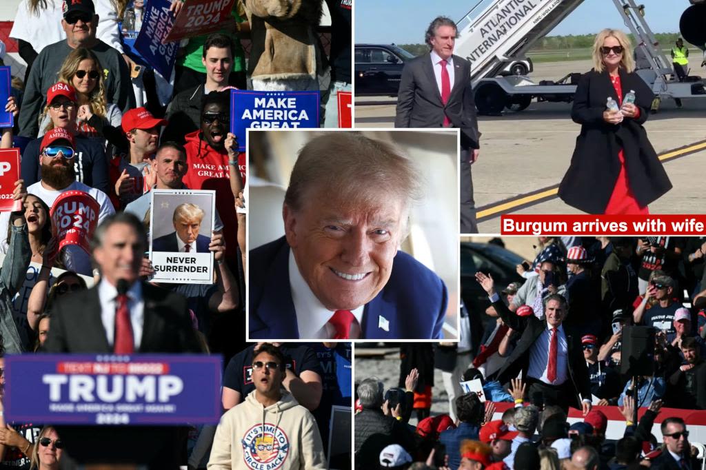 Donald Trump flies VP contender Doug Burgum with him to massive rally in Wildwood, NJ