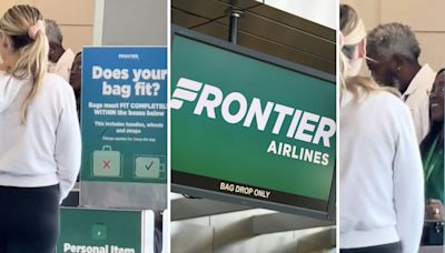 'The bag fits so well I didn't even see the bag': Woman catches Frontier Airlines forcing passenger to pay $100 for personal item