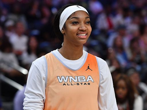 Sky's Angel Reese sinks half-court shot in friendly competition at WNBA All-Star practice