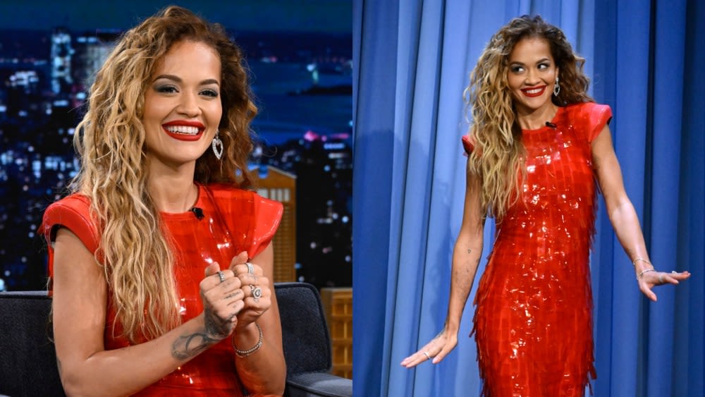 ... Flairs in Red Sportmax Dress With Sharp Shoulders for ‘Jimmy Fallon’ Appearance, Talks ‘Descendants’ Movie