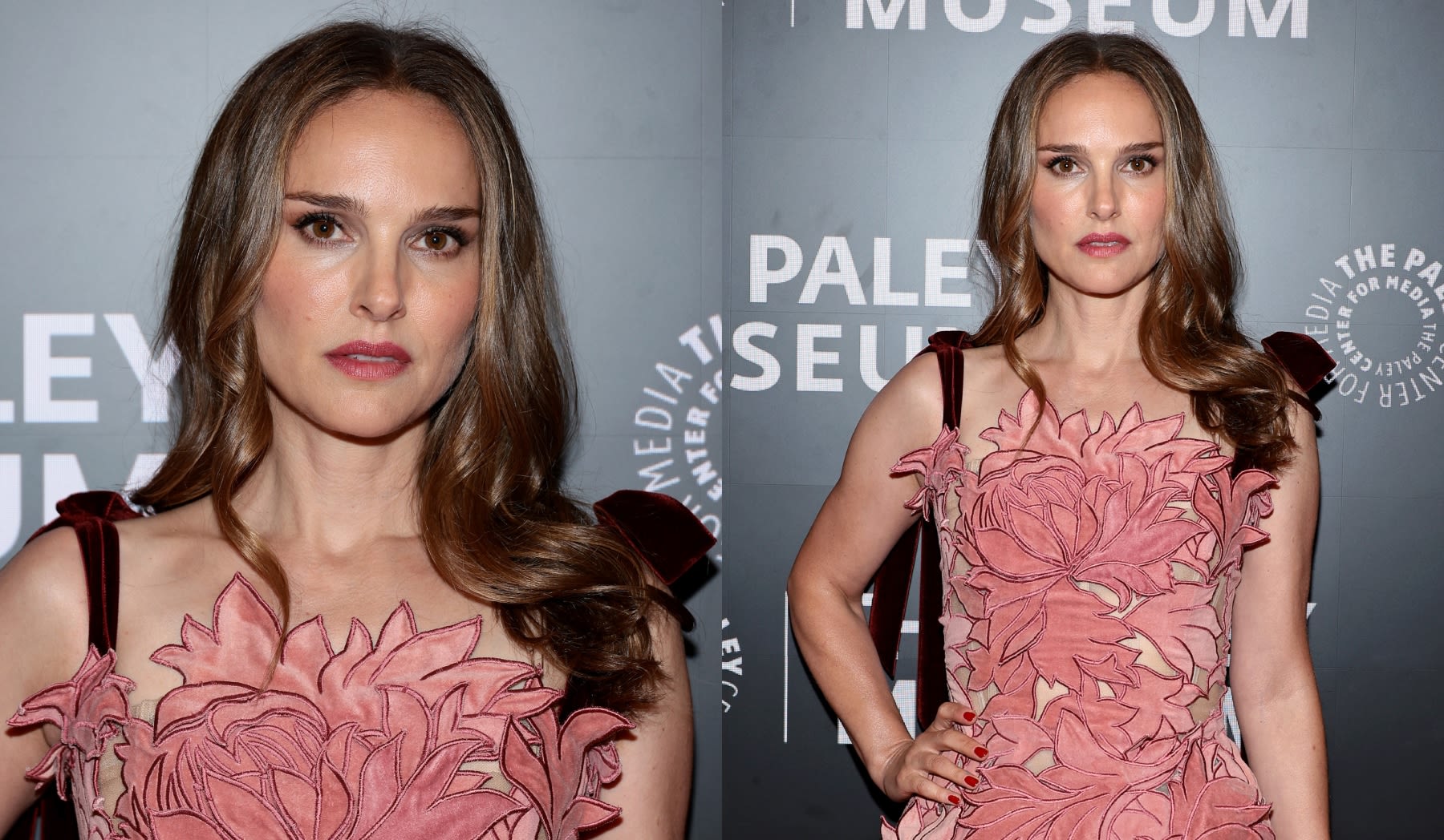 Natalie Portman Thinks Pink in Whimsical Oscar de la Renta 3D Minidress for ‘Lady in the Lake’ Red Carpet Screening