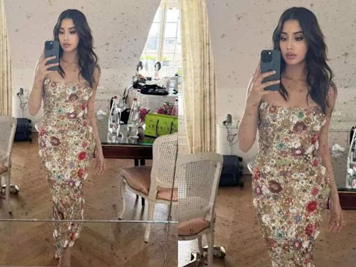 Janhvi Kapoor shines bright like gold in Rachel Gilbert's 'Francesca Gown' - Times of India