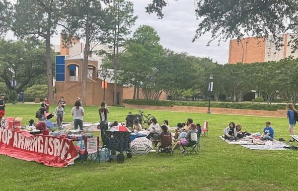 Group of pro-Palestinian protestors set up informal encampment at the University of Texas-Arlington