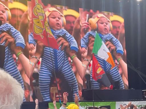 ‘Oh my god, this baby’: 10-week-old steals show at Annie Mac’s Glastonbury set