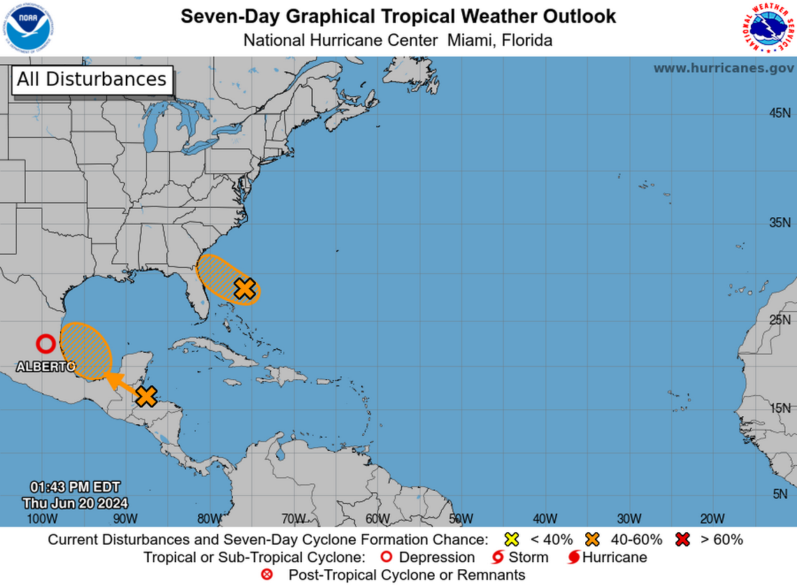 Alberto fades out over Mexico. Florida could feel rain from approaching disturbance