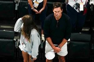 Tom Brady shows up at gymnastics Olympic venue to watch Simone Biles on final day of competition