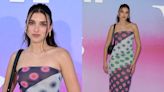 Dua Lipa’s Sister Rina Lipa Gives Polka Dots a Whimsical Twist in Strapless Mesh Dress for Naomi Campbell’s Exhibit...