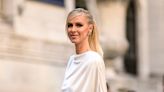 Nicky Hilton nailed heiress-chic in sheer tights and draped mini dress