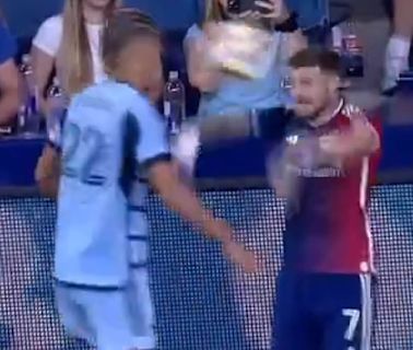 MLS game descends into fracas after ball is hurled into player's FACE