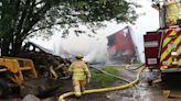 Lightning strike hits Dover barn, causing three-alarm fire. Barn a total loss.