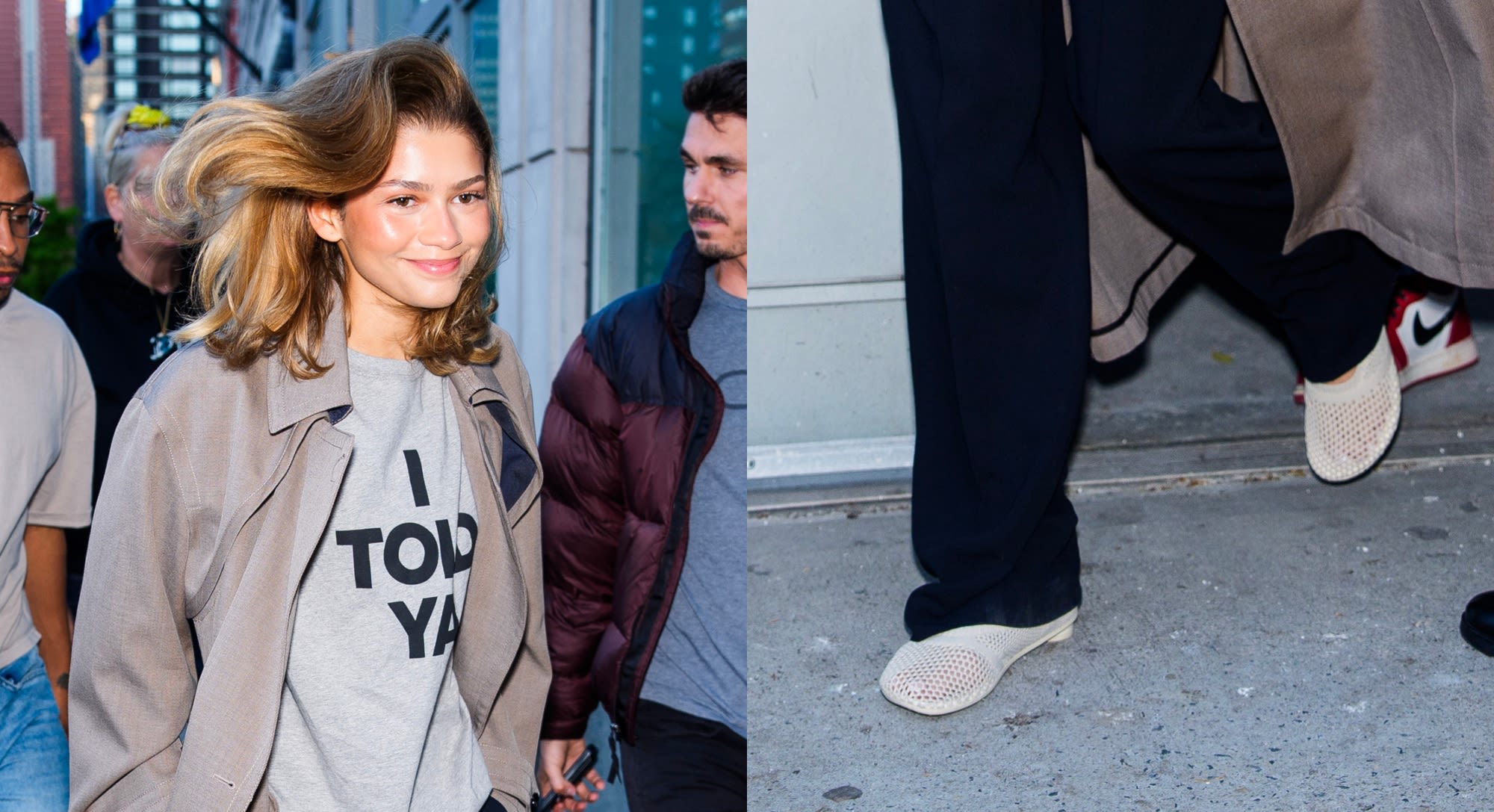 Zendaya Takes a Break From Louboutins and Slips Into Sheer Bottega Veneta Flats in NYC