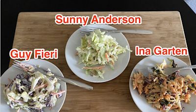 I tried coleslaw recipes from Guy Fieri, Ina Garten, and Sunny Anderson, and the best one called for raisins and apples