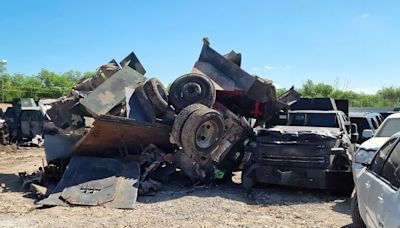 Cartel 'monster' trucks destroyed by officials in Mexico