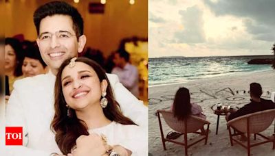 Watch: Parineeti Chopra and Raghav Chadha celebrate their first wedding anniversary with a serene beach walk | Hindi Movie News - Times of India