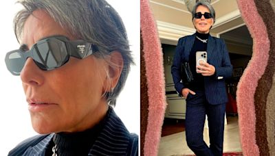 Gloria Pires surge poderosa vestindo terno risca de giz e fãs reagem: 'A elegância em pessoa'