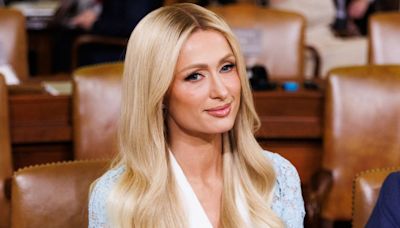 Paris Hilton Lobbies for Child Welfare Reform on Capitol Hill Wearing Self-Portrait Dress