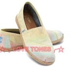 ☆╮LOVE TONES╭☆美國正品TOMS鞋『免運』夏季線條麻底休閒鞋【黃】現貨+預購