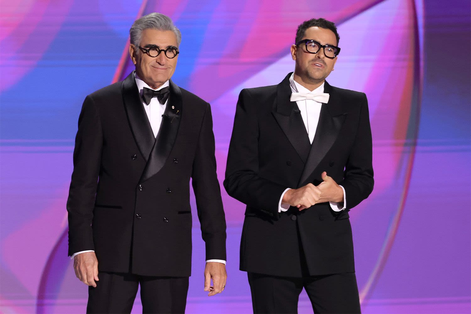 Dan Levy Exposes Dad Eugene Levy's 'Baby Reindeer'-Style Texts in Hilarious Emmys 2024 Monologue