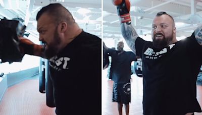 Watch former world's strongest man Eddie Hall smash hardest punch record