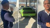 Car salesman changes his accent when a customer asks about the Dodge Challenger