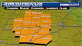 TIMING: Severe storms with damaging winds, large hail, tornadoes possible Tuesday