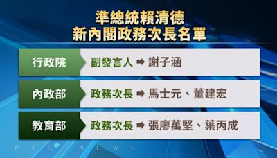 新內閣政務次長名單公布 前立委張廖萬堅、林靜儀入列