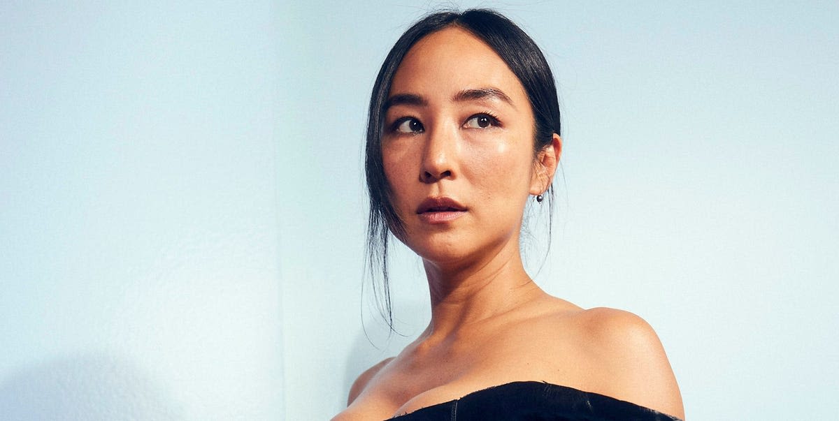 Greta Lee Does Easy Elegance in a Structural Leather Gown