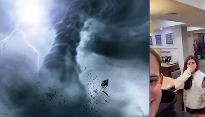 Watch: Tourist family in shock as Oklahoma tornado rips roof off their hotel