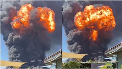 圖多／台南工廠大火…炸出蕈狀雲！烈焰一發不可收拾 派消防機器人支援