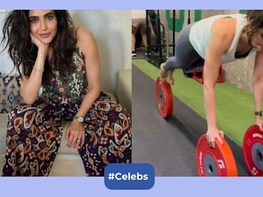 Karishma Tanna is back with a tough new workout, balances on all fours on weight plates