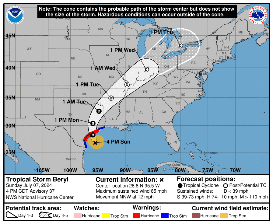 Hurricane Beryl will bring storms to Indiana. Here's what to expect.