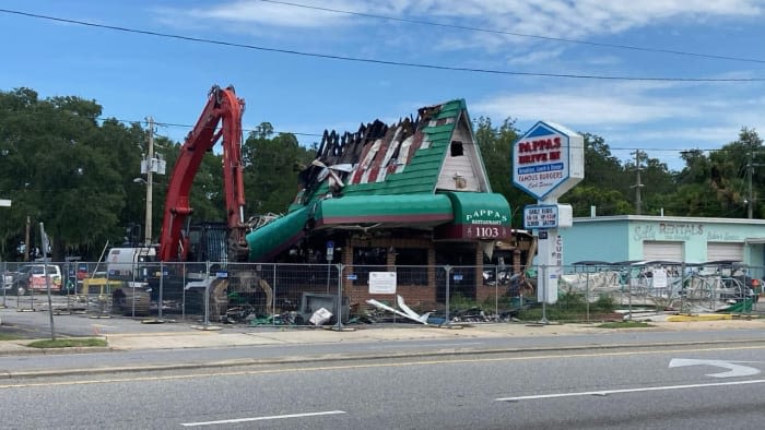 Iconic, fire-damaged Pappas Drive-In demolished in New Smyrna Beach