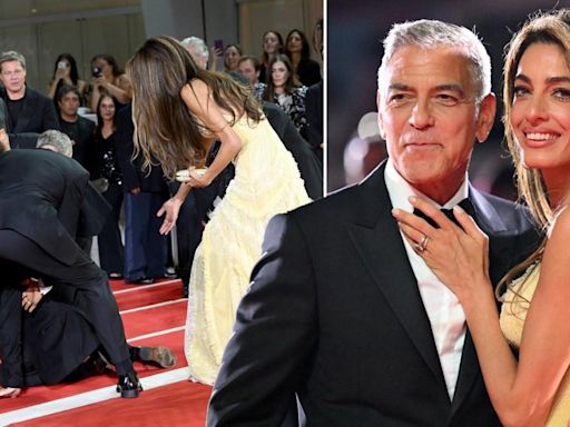 George Clooney tears himself away from stunning wife Amal to help after accident