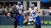 Rams quarterback Matthew Stafford gives thumbs up on injury, new backup Carson Wentz