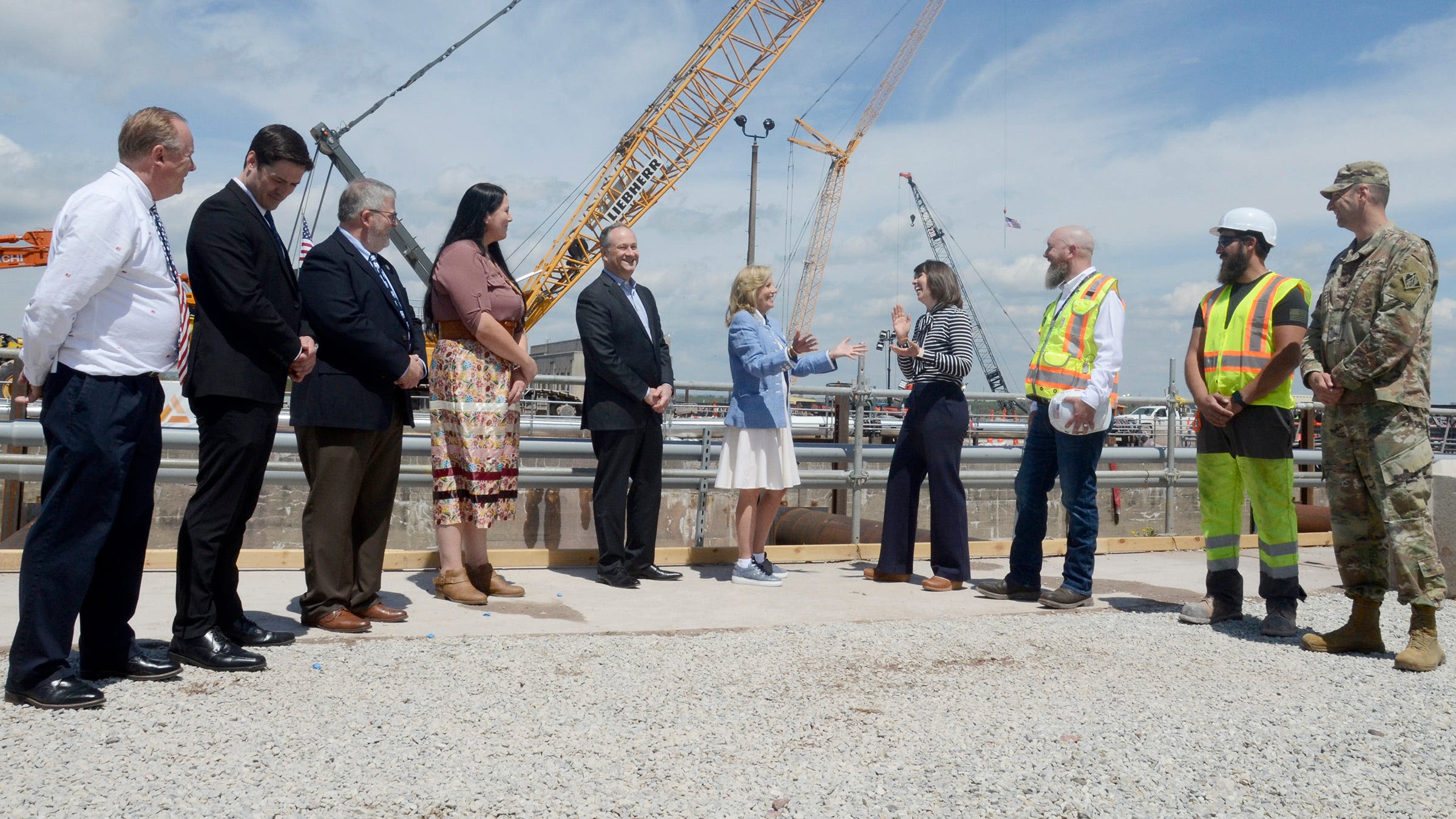 First Lady tours Soo Locks, sees New Lock construction