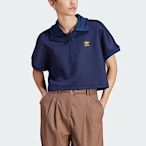 Adidas Cropped Polo OS [II0746] 女 POLO衫 短袖 短版 上衣 亞洲版 休閒 深藍